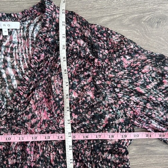 IRO Eleen Sheer Blouse Black & Pink Spotted Silk Blend Women's 36 / Small - Picture 11 of 12